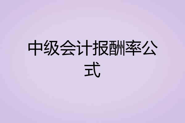 中级会计报酬率公式