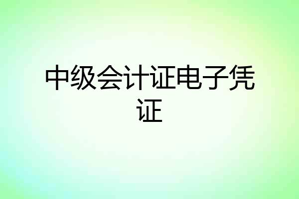 中级会计证电子凭证
