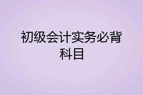 初级会计实务必背科目