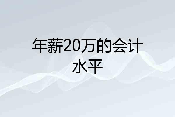 年薪20万的会计水平