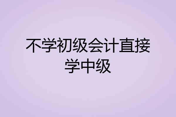 不学初级会计直接学中级