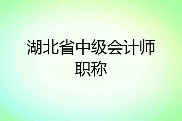 湖北省中级会计师职称