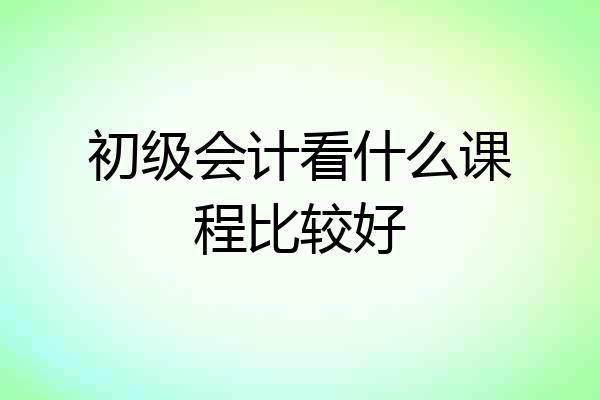 初级会计看什么课程比较好