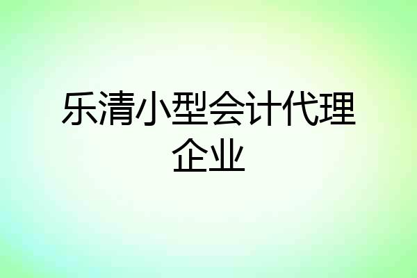乐清小型会计代理企业