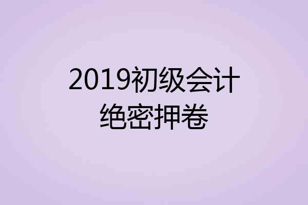 2019初级会计绝密押卷