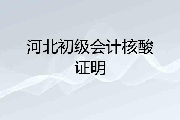 河北初级会计核酸证明