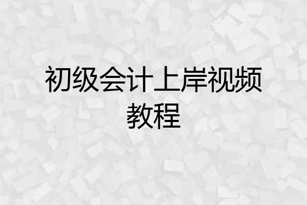 初级会计上岸视频教程