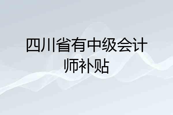 四川省有中级会计师补贴