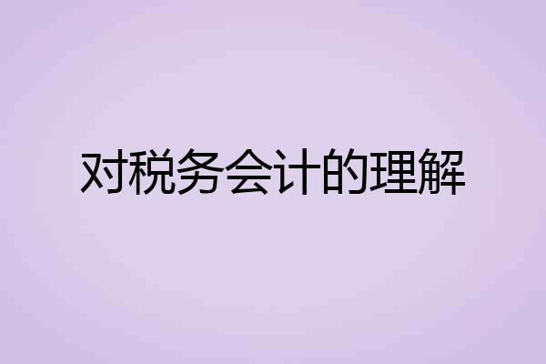 对税务会计的理解