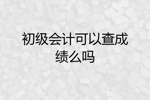初级会计可以查成绩么吗