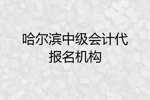 哈尔滨中级会计代报名机构