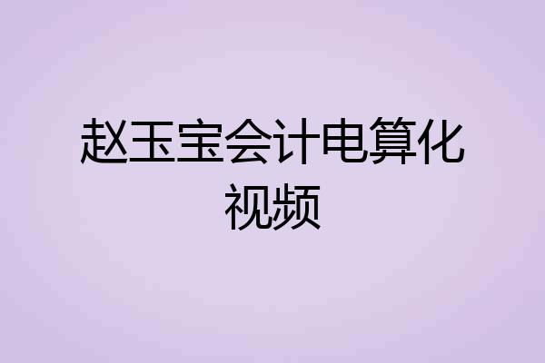 赵玉宝会计电算化视频
