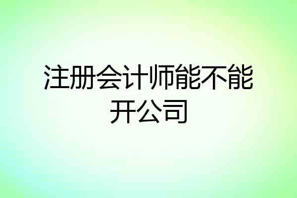 注册会计师能不能开公司