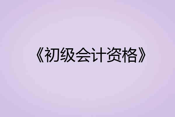 《初级会计资格》