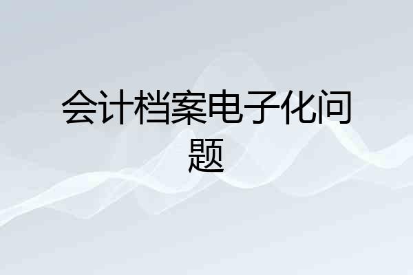 会计档案电子化问题