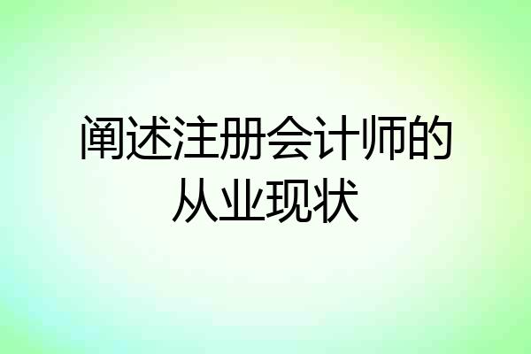 阐述注册会计师的从业现状