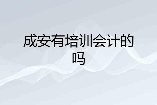 成安有培训会计的吗