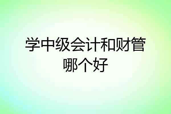 学中级会计和财管哪个好