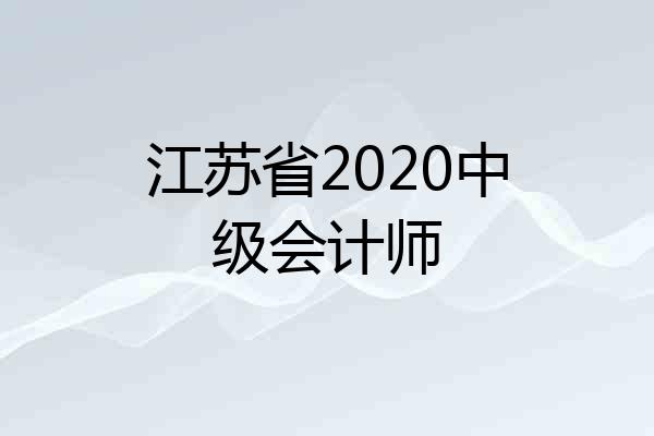江苏省2020中级会计师
