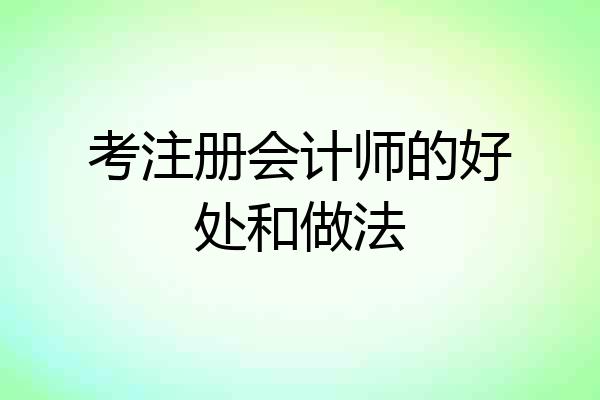 考注册会计师的好处和做法