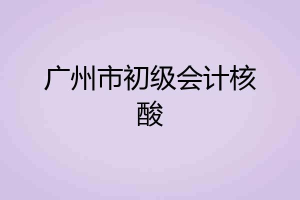 广州市初级会计核酸
