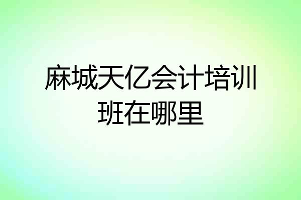 麻城天亿会计培训班在哪里