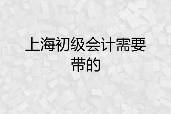 上海初级会计需要带的