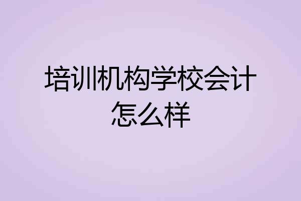 培训机构学校会计怎么样