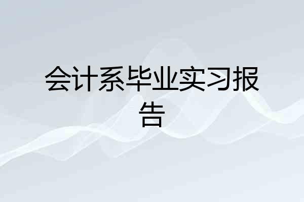 会计系毕业实习报告