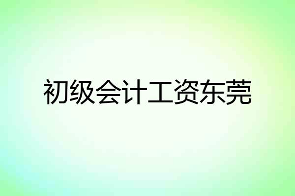 初级会计工资东莞