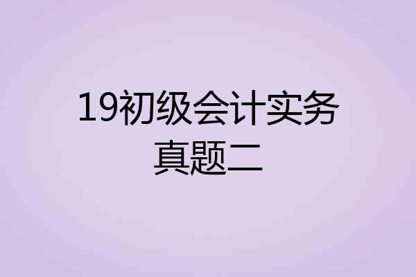 19初级会计实务真题二