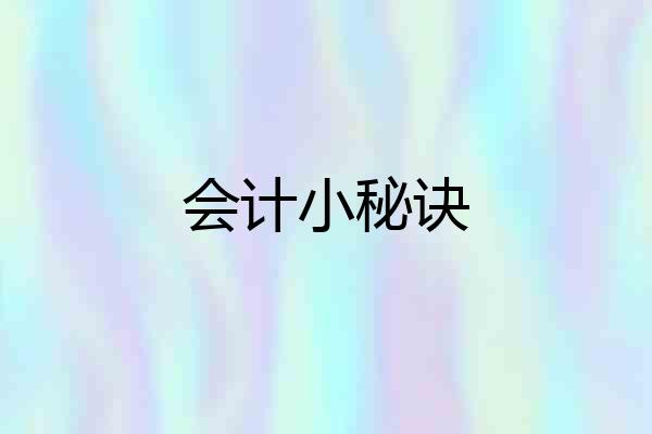 会计小秘诀