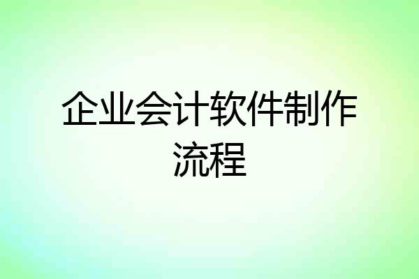企业会计软件制作流程