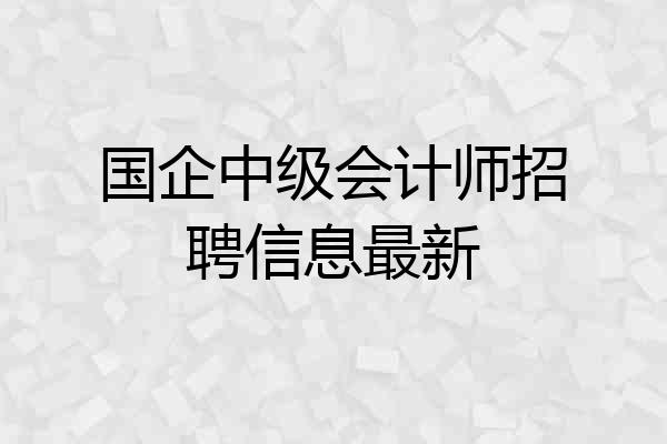 国企中级会计师招聘信息最新