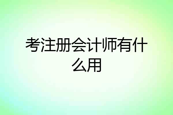 考注册会计师有什么用