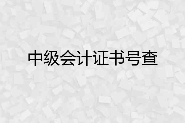 中级会计证书号查