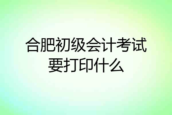 合肥初级会计考试要打印什么