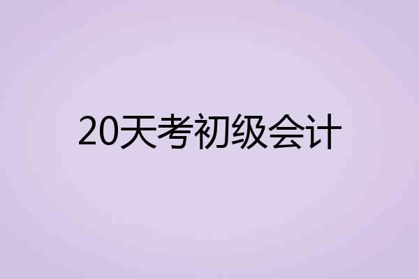 20天考初级会计