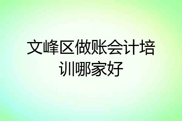 文峰区做账会计培训哪家好