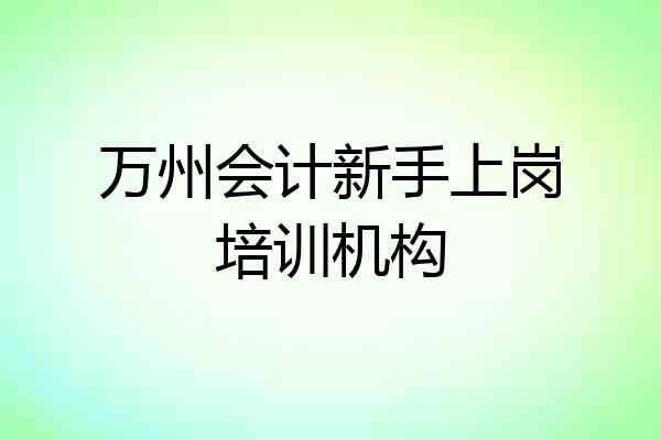 万州会计新手上岗培训机构