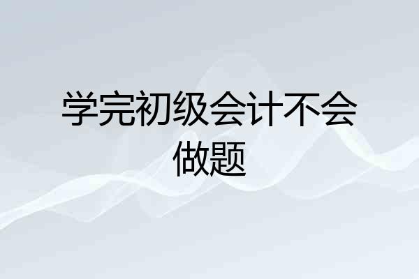 学完初级会计不会做题