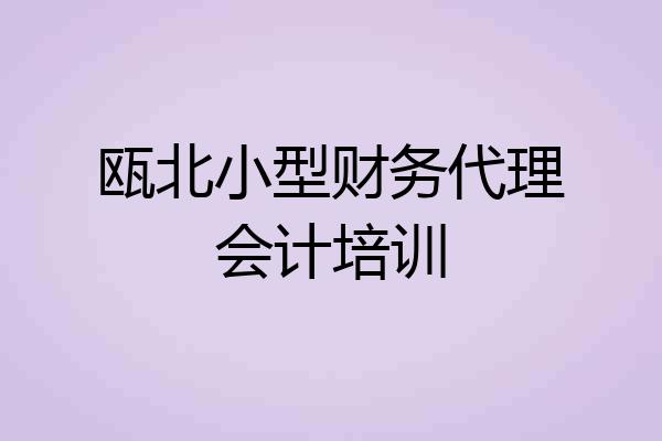 瓯北小型财务代理会计培训