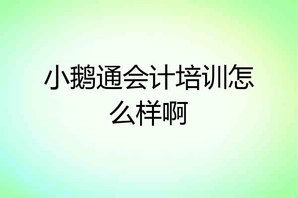 小鹅通会计培训怎么样啊