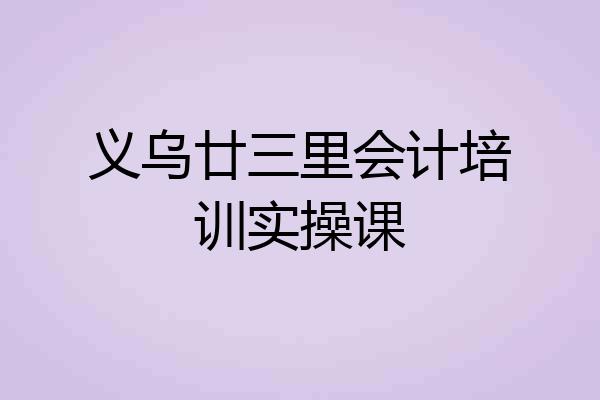 义乌廿三里会计培训实操课