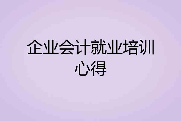 企业会计就业培训心得