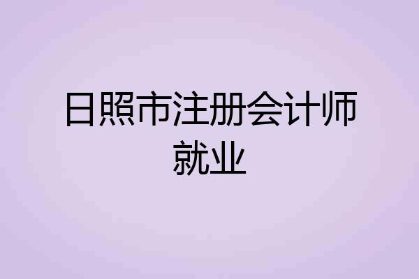 日照市注册会计师就业