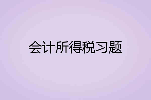会计所得税习题