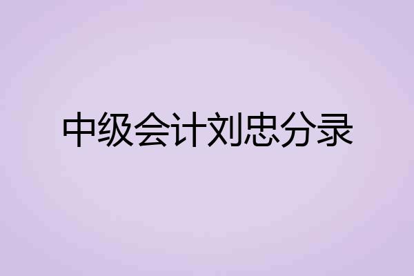 中级会计刘忠分录