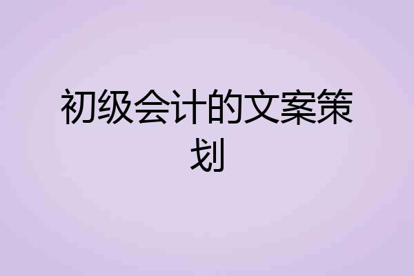 初级会计的文案策划