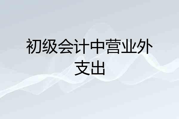 初级会计中营业外支出